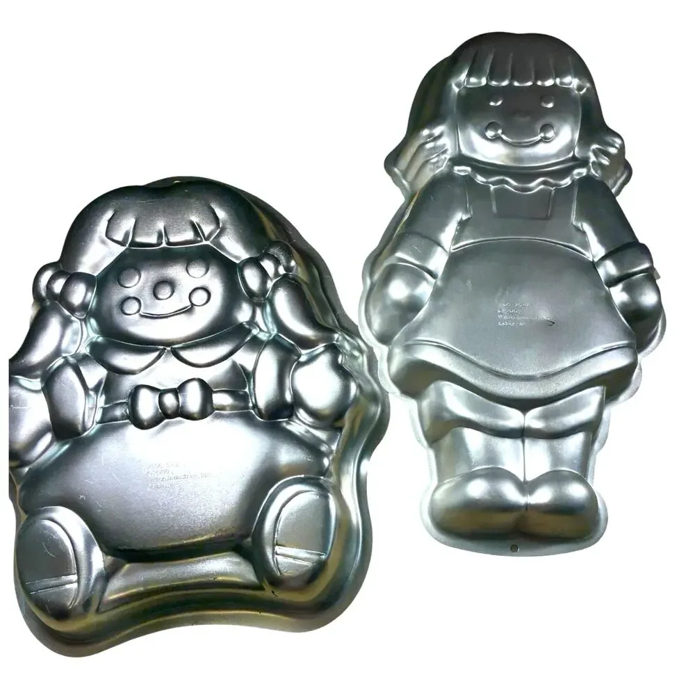 NEW 2 WILTON Doll Aluminum Cake Pan Mold Baby Doll Storybook Girls Birthday Vtg